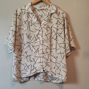 Vintage Adolfo Black & White Button Up Blouse
